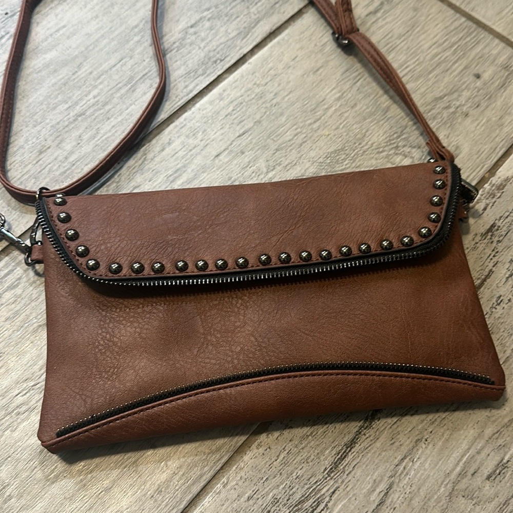 Brown Crossbody that Doubles as a Clutch- Like New